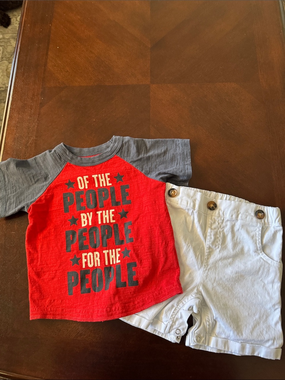 Red & Gray Raglan Kids Tee – 'Of the People' Graphic